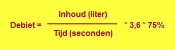 inhoud delen door tijd maal 3,6 maal 75 procent