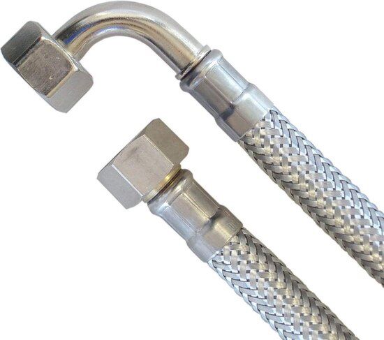 Flexibele slang 1" - 100 cm  RVS omvlochten haaks