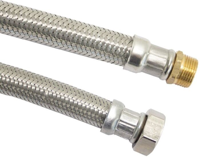 Flexibele slang 1" - 50 cm  RVS  recht