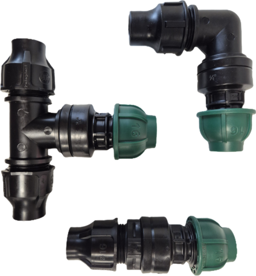 Overgangskoppelingen PE naar druppelslang